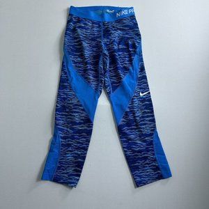 Nike Pro Dri-Fit Compression Capri Leggings Pants Women's Size Small Blue Active